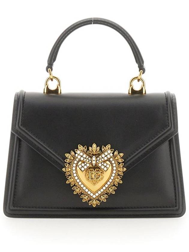 Small Smooth Calfskin Devotion Tote Bag Black - DOLCE&GABBANA - BALAAN 3