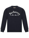 Embroidered Logo Casual Sweatshirt Navy Blue - BURBERRY - BALAAN.