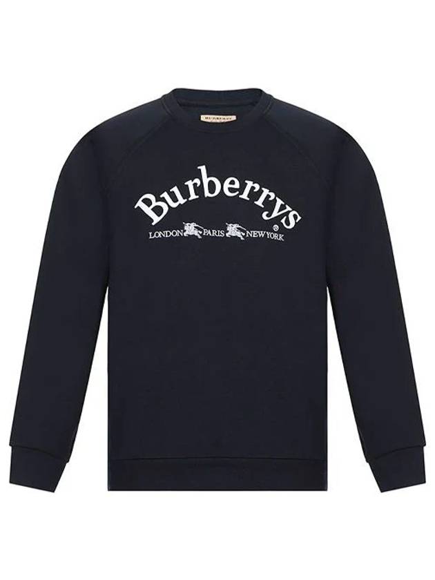 Embroidered Logo Casual Sweatshirt Navy Blue - BURBERRY - BALAAN.