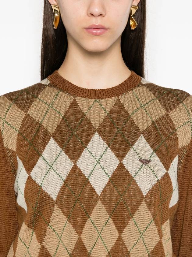 Logo Crop Knit Top Brown - PRADA - BALAAN 6