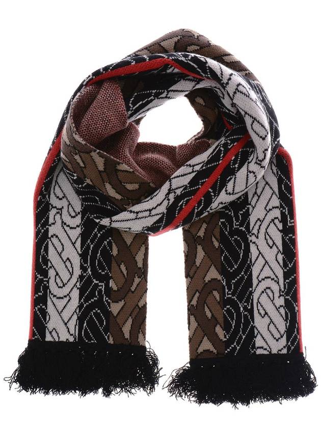 TB Monogram Stripe Knit Football Scarf Bridal Brown - BURBERRY - BALAAN 2