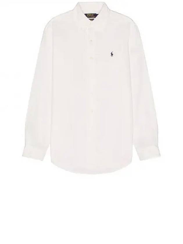 Embroidered Logo Pony Oxford Long Sleeve Shirt White - POLO RALPH LAUREN - BALAAN 2