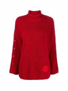 Women's Big Logo Knit Turtleneck Red - MONCLER - BALAAN.