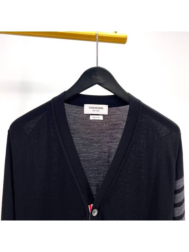 Merino wool diagonal cardigan black size 2 - THOM BROWNE - BALAAN 4