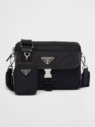 Re-Nylon Saffiano Leather Shoulder Bag Black - PRADA - BALAAN 2