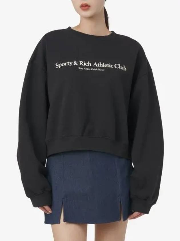 Athletic Club Crop Sweatshirt Black - SPORTY & RICH - BALAAN 2