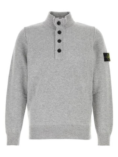 Wappen Patch Half Button Lambswool Knit Top Grey - STONE ISLAND - BALAAN 2