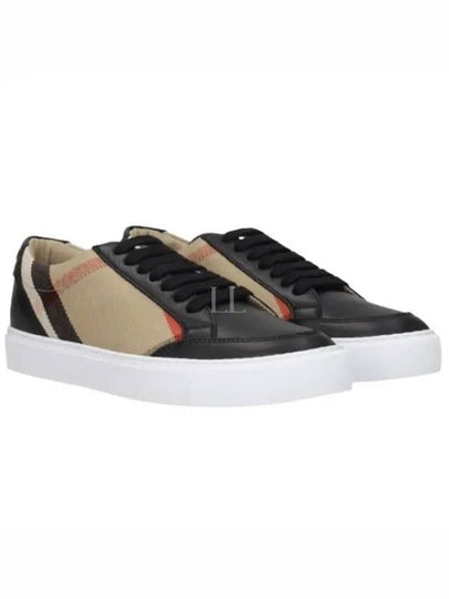 House Check Panel Leather Low Top Sneakers Black - BURBERRY - BALAAN 2