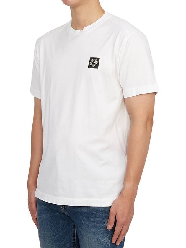 Slimfit Cotton Jersey Short Sleeve T-shirt White - STONE ISLAND - BALAAN 3