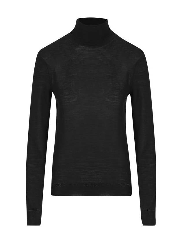 Cassandre Wool Turtle Neck Black - SAINT LAURENT - BALAAN 2