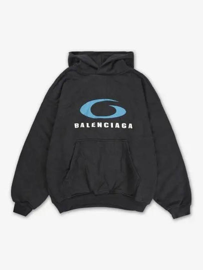 Logo Hoodie Washed Black - BALENCIAGA - BALAAN 2