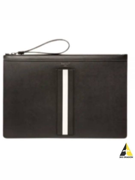 Bollis Large Recycled Leather Clutch Bag Black - BALLY - BALAAN 2