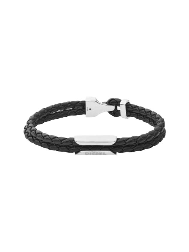 Stackable Leather Bracelet Black - DIESEL - BALAAN 1