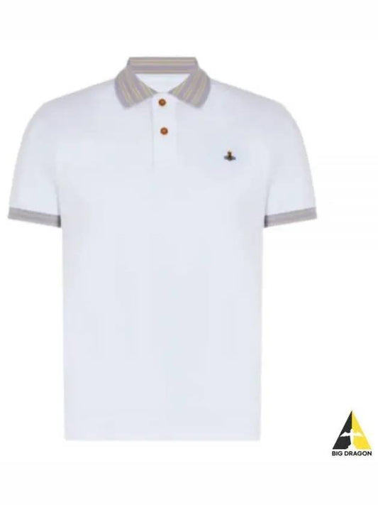 Logo Classic Stripe Polo Shirt White - VIVIENNE WESTWOOD - BALAAN.