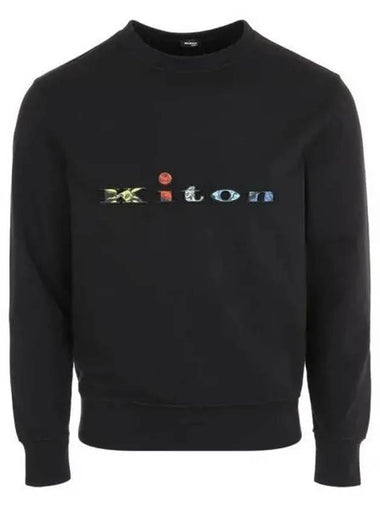 Multicolor logo embroidery black sweatshirt 270084 - KITON - BALAAN 1