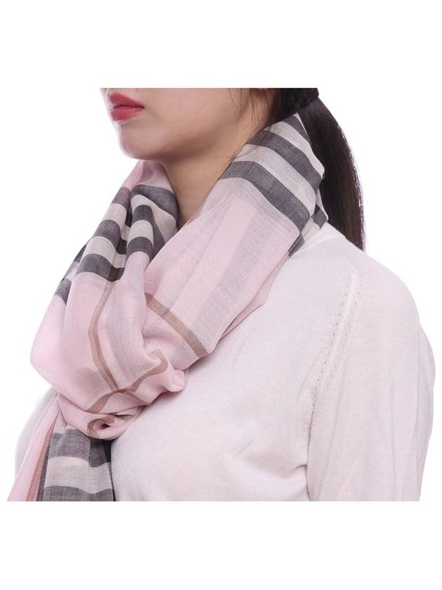 Check Wool Silk Blend Scarf Pink - BURBERRY - BALAAN 4