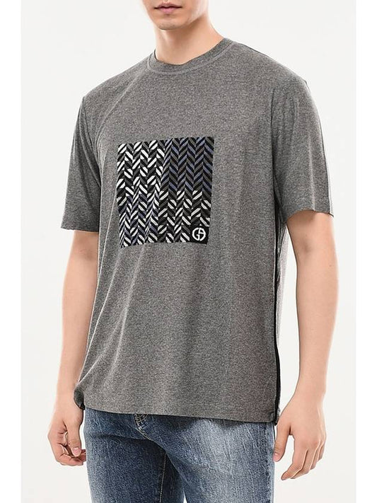 Giorgio Chevron Short Sleeve T-Shirt Charcoal - EMPORIO ARMANI - BALAAN 2