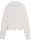 Women's Patch Cable Two-Way Zip-Up Cardigan Ivory - HARDCORE HAPPINESS - BALAAN 6