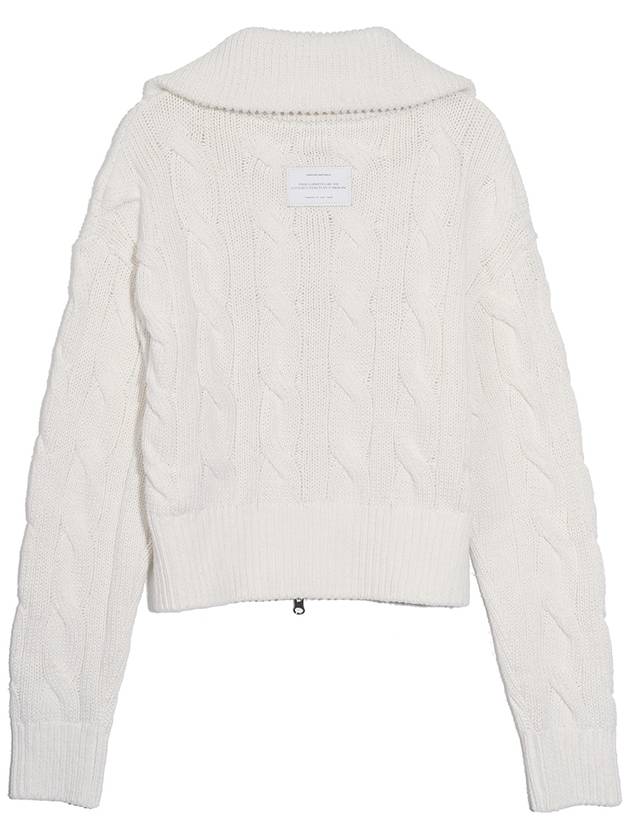 Women's Patch Cable Two-Way Zip-Up Cardigan Ivory - HARDCORE HAPPINESS - BALAAN 6