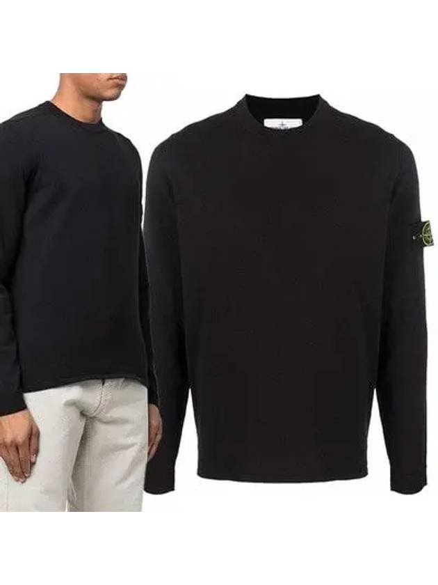 Wappen Patch Crew Neck Knit Top Navy - STONE ISLAND - BALAAN 2