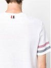 Textured Cotton Stripe Short Sleeve T-Shirt White - THOM BROWNE - BALAAN 6