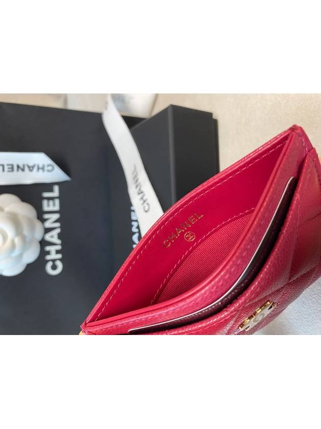 Gold Classic Caviar Card Wallet Red - CHANEL - BALAAN 5