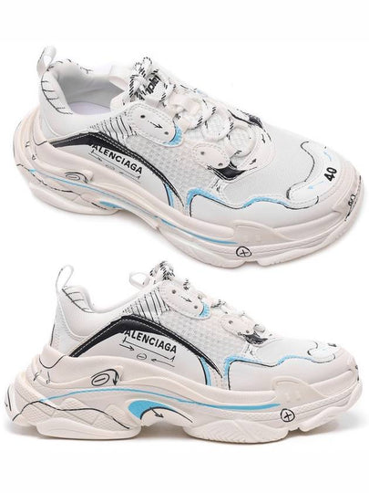 Triple S Sketch All Over Logo Low Top Sneakers White - BALENCIAGA - BALAAN 2