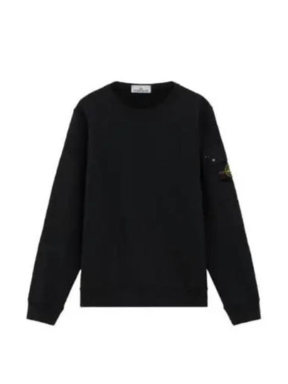 Brushed Organic Cotton Fleece Sweatshirt Black - STONE ISLAND - BALAAN 2