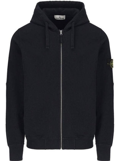 Men's Garment Dyed Malfile Zip Up Hoodie Navy - STONE ISLAND - BALAAN 2