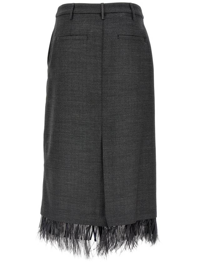 Brunello Cucinelli Skirt Hem Feathers Sequins - BRUNELLO CUCINELLI - BALAAN 3