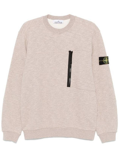 Mouline Crew Neck Pocket Sweatshirt Biscuit - STONE ISLAND - BALAAN 2