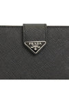 Triangle Logo Saffiano Leather Half Wallet Black - PRADA - BALAAN 7