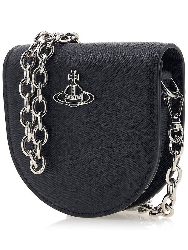 Saffiano Nano Saddle Shoulder Bag Black - VIVIENNE WESTWOOD - BALAAN 3