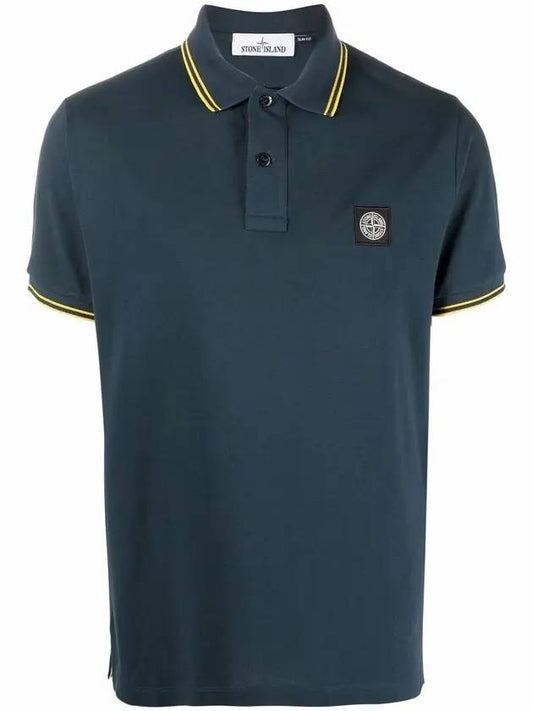 Men's Two Line Wappen Patch Short Sleeve Cotton Polo Shirt Green - STONE ISLAND - BALAAN 1