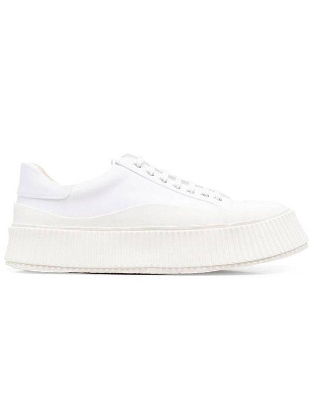 Recycled Canvas Platform Low Top Sneakers White - JIL SANDER - BALAAN 1