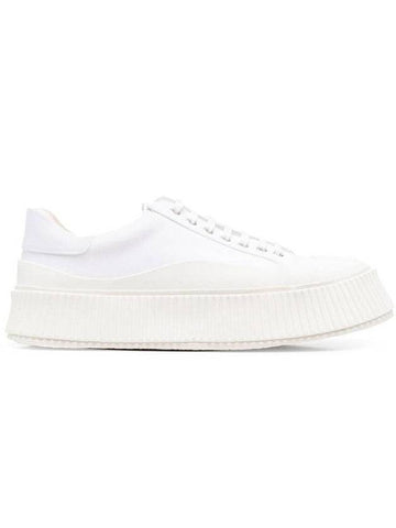 Recycled Canvas Platform Low Top Sneakers White - JIL SANDER - BALAAN 1