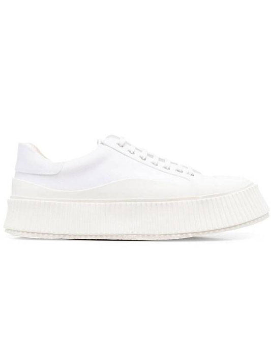 Recycled Canvas Platform Low Top Sneakers White - JIL SANDER - BALAAN 1