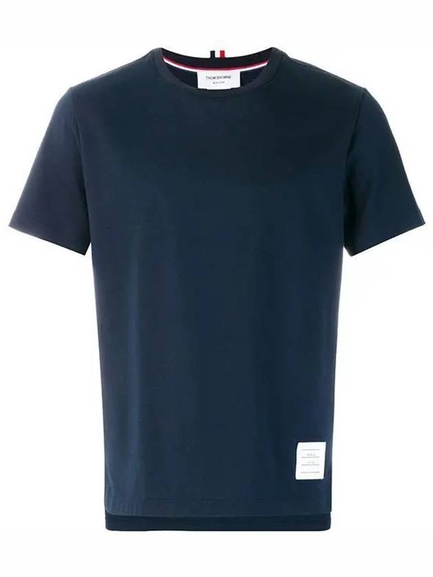 Men's Side Slit Relaxed Short Sleeve T-Shirt Navy - THOM BROWNE - BALAAN 2