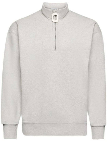 Half Zip Cotton Long Sleeve T-Shirt Grey - JW ANDERSON - BALAAN 1