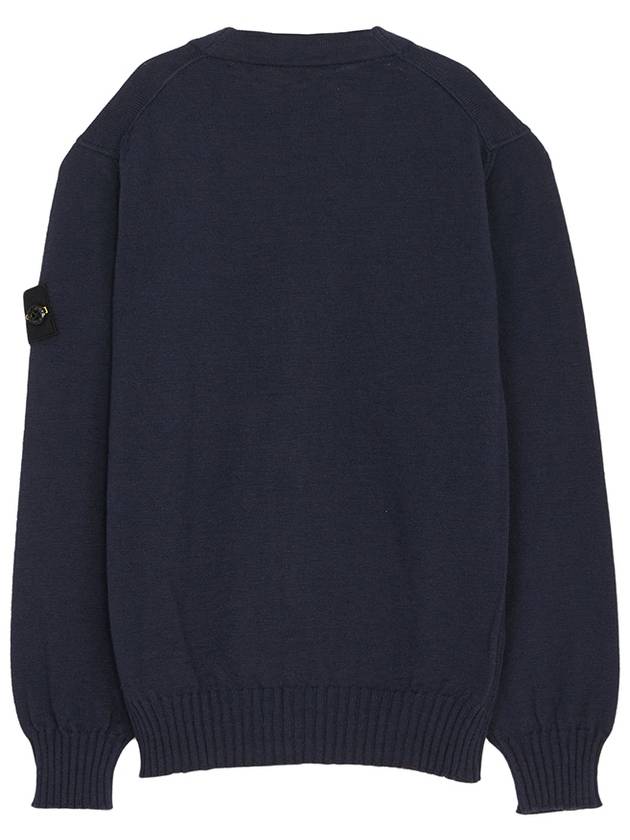 Kids Stone Island 511A1 Wappen Patch V neck Knit Cardigan Navy Blue - STONE ISLAND - BALAAN 3