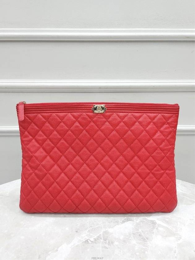 Lux You Red Boy Caviar New Medium Clutch Bag - CHANEL - BALAAN 1