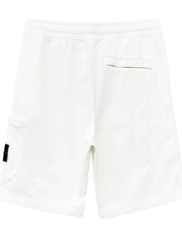 Cotton Fleece Cargo Bermuda Shorts White - STONE ISLAND - BALAAN 3