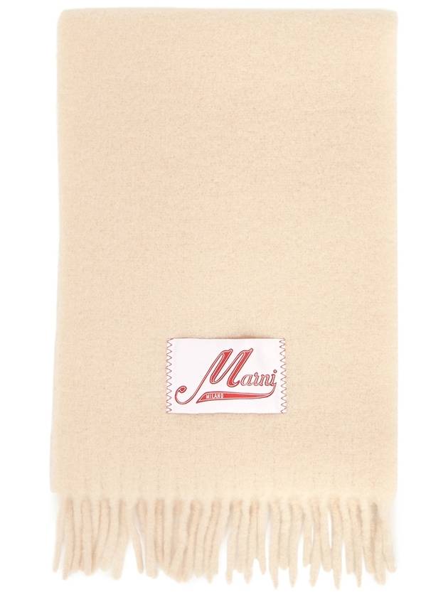 Logo Patch Knit Alpaca Muffler Beige - MARNI - BALAAN 2