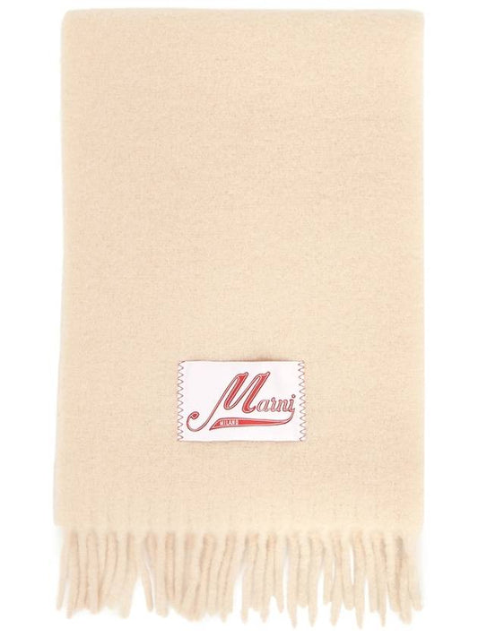 Logo Patch Knit Alpaca Muffler Beige - MARNI - BALAAN 2