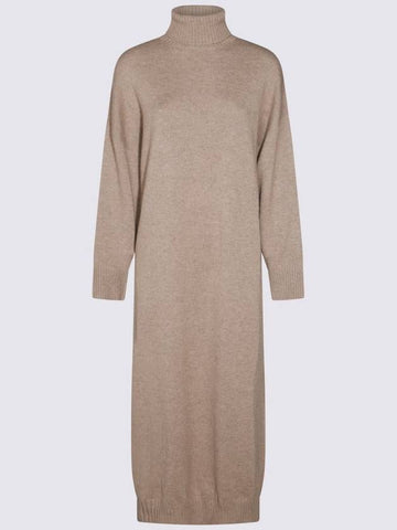 Brunello Cucinelli Beige Wool Dress - BRUNELLO CUCINELLI - BALAAN 1