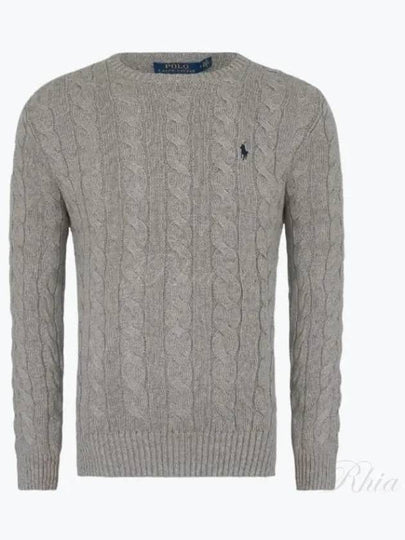 Embroidery Logo Cable Knit Top Grey - POLO RALPH LAUREN - BALAAN 2