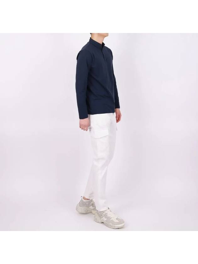 Henry neck navy long sleeve t-shirt TEE172 - IKALOOOK - BALAAN 6