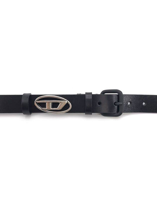 B Inlay Leather Belt Black - DIESEL - BALAAN.