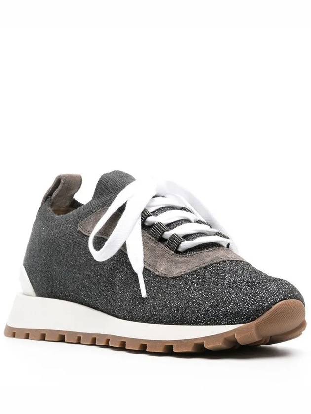 Women's Monilli Knit Low Top Sneakers Grey - BRUNELLO CUCINELLI - BALAAN 3