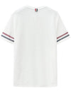 Textured Cotton Stripe Short Sleeve T-Shirt White - THOM BROWNE - BALAAN 3